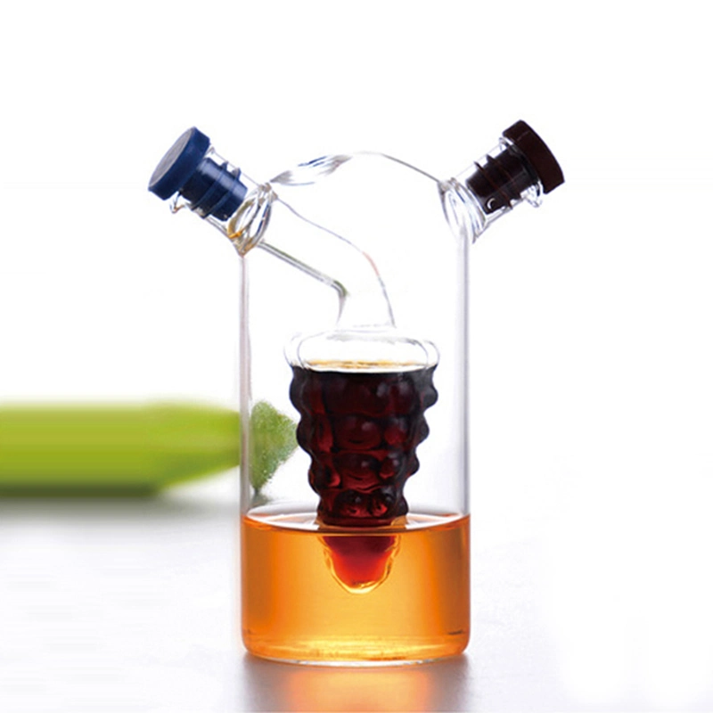 Spice Cruet Oil &amp; Vinegar Glass Bottles with Silicone Wooden Corks Stopper Homeware Anti-Leaking Oil Pot Kitchen Supplies Seasoning Tank Bottle Glassware