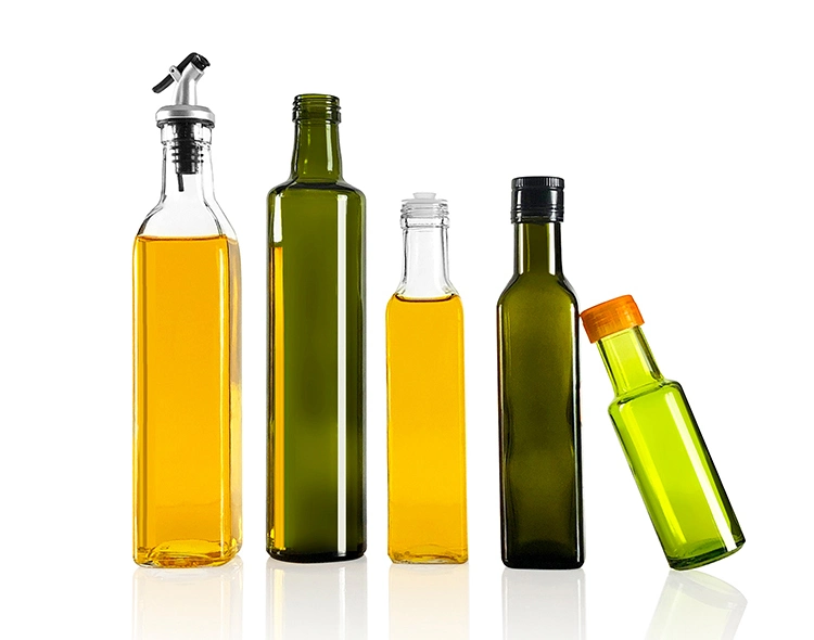 Manufacturers 250ml 500ml 750ml Square Round Kitchen Cooking Wine Vinegar Seasoning Olive Oil Glass Bottles with Pour