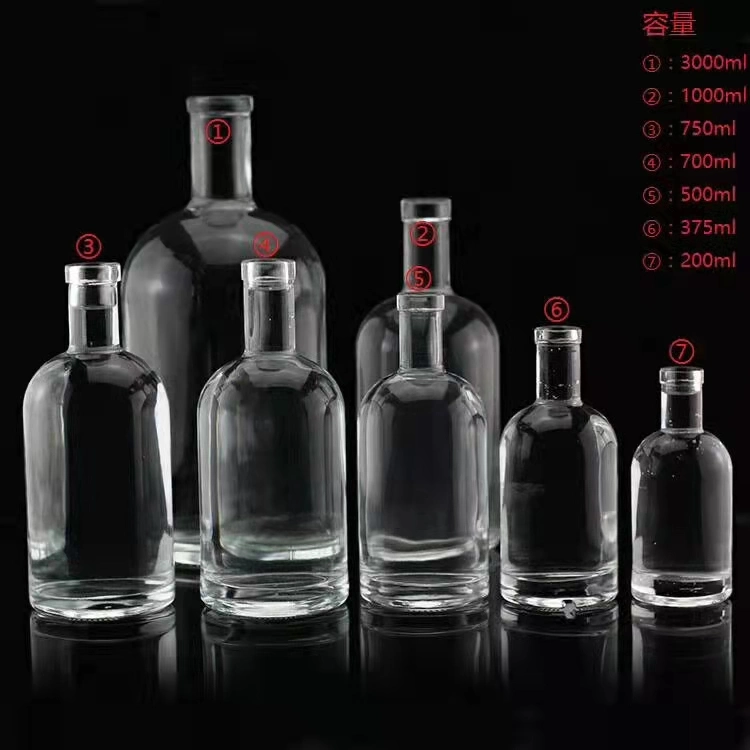 Factory Custom Design Wine Bottle 375ml 500ml 750ml Vodka Glass Spirit Bottle with Cork
