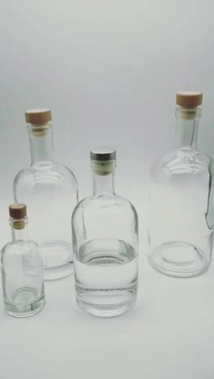 Factory Custom Design Wine Bottle 375ml 500ml 750ml Vodka Glass Spirit Bottle with Cork
