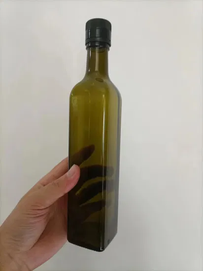 1000ml Glass Square Green Olive Oil Bottle with Matching Lid