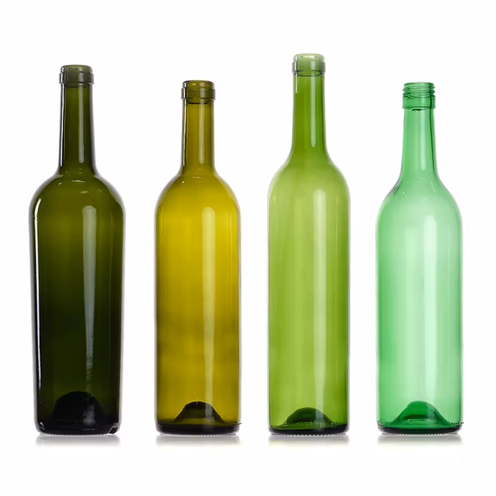 High Quality Empty 750 Ml Clear Antique Green Bordeaux Glass Wine Bottles