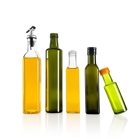 100ml 250ml 500ml 750ml Green Square Round Marasca Edible Cooking Olive Oil Glass Bottle for Vinegar 