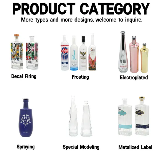 50ml 250ml 500ml 700ml 750ml Empty Glass Vodka Whisky Tequila Brandy Spirit Liquor Bottle for Sale 