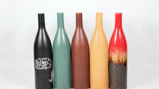 375ml/500ml750ml/1000ml Custom Handmade Glazed Colorful Ceramic Liquor Tequila Whisky Brandy Gin Bottles 