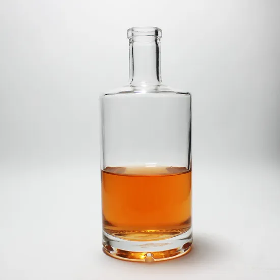 Super Flint Empty Round 750ml Vodka Whiskey Gin Bourbon Tequila Rum Glass Liquor Bottle with Corks Spirits Bottle 