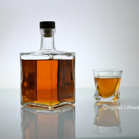 Refillable Whisky, Vodka, Gin, Tequila, Mezcal, Rum Ice Berg Cube Glass Bottle 