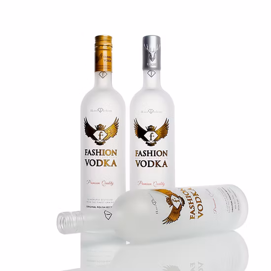 Customized Frosted Printing Logo 750ml Vodka Whiskey Brandy Gin Tequila Spirits Glass Bottle Wholesale Glass Liquor Bottle